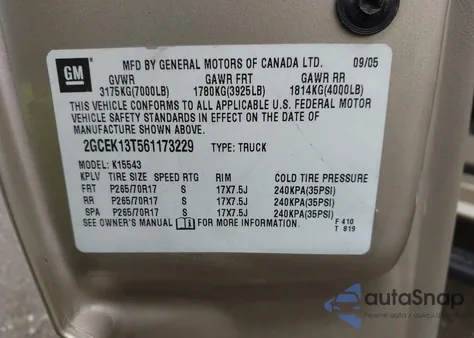 2006 Chevrolet Silverado 1500 Lt3 from USA, damaged, VIN 2GCEK13T561173229